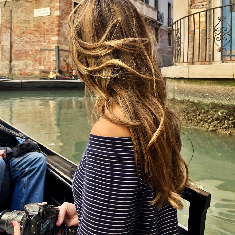 size small stripped off the shoulder top GAP